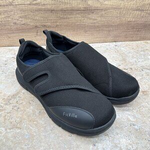 FitVille Mens Walking Shoes Size 15 Wide Black Arch Heel Support